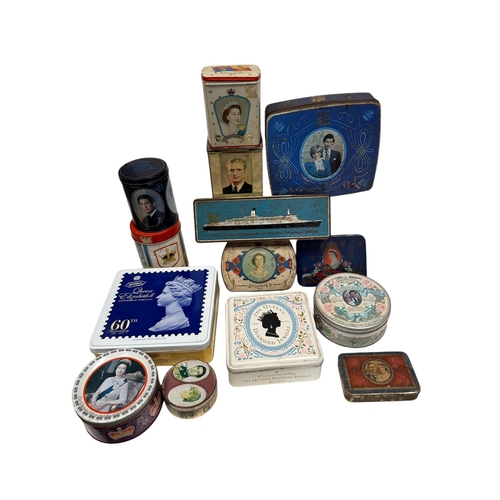 63 - A quantity of vintage advertising tins, mostly Royal cemmemorative.