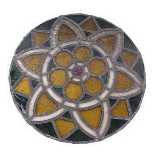 90 - Two leaded stained glass roundels, the largest 55cms diameter (2).