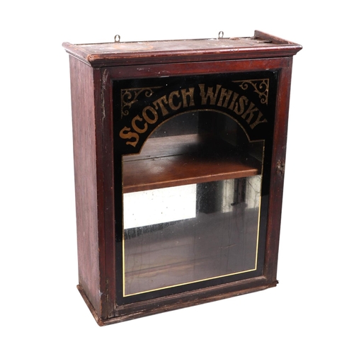 913 - An Edwardian mahogany wall hanging display cabinet, the glazed door with later applied decoration 'S... 