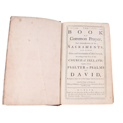 97 - A late 18th century copy of the Book of Common Prayer, marble end boards, and tooled leather.