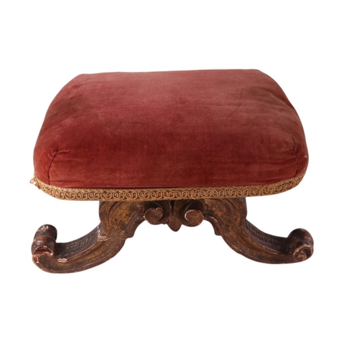 1047 - A giltwood and upholstered stool, 37cms wide.