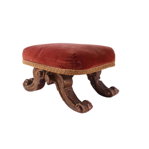 1047 - A giltwood and upholstered stool, 37cms wide.