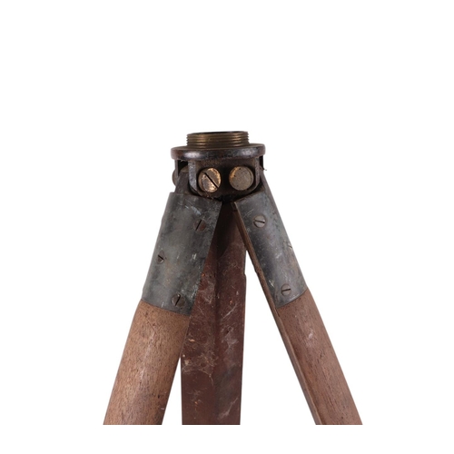 1049 - A large mahogany tripod stand with brass fitting, 152cms high.