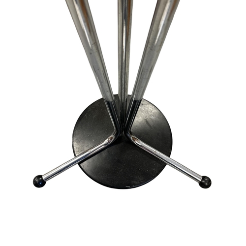 1087 - A mid century chrome hat and coat stand in the Atomic style, 180cms high.