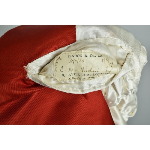 198 - A 1926 Sandon, Savile Row tailored evening dress hunt tails with King's Troop, Royal Horse Artillery... 