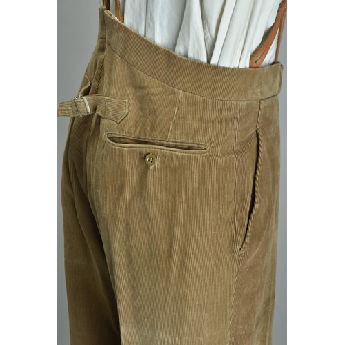 228 - A pair of traditional corduroy trousers; together with a pair of Cordings corduroy trousers, very ta... 