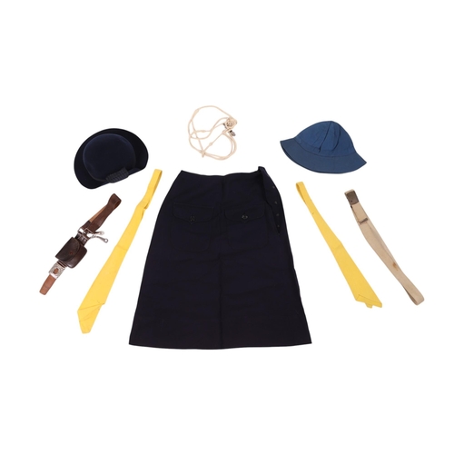 247 - A 1930's Girl Guide's uniform comprising a skirt, blouse, collar, two ties, sunhat, a dress with Fir... 