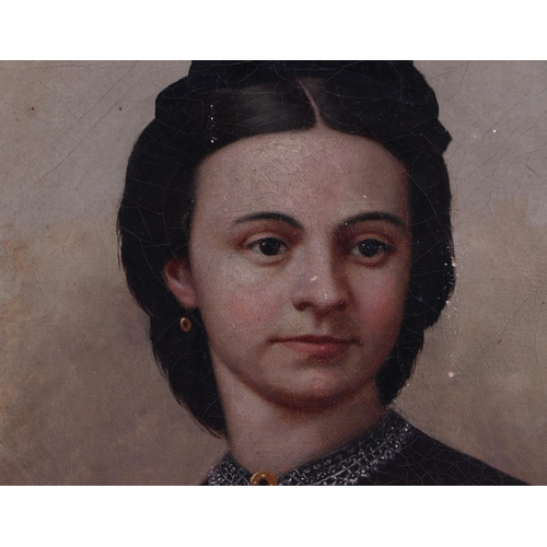 272 - Victorian school - Portrait of a Young Lady - oil on canvas, framed, 27 by 35cms.