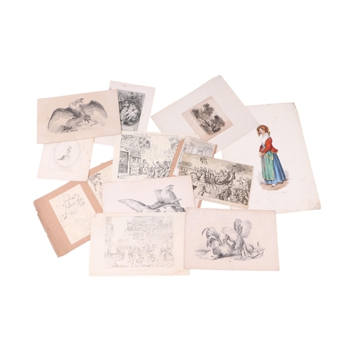 277 - A collection of unframed antique prints including prints after Rembrandt, Durer and two prints of Tu... 