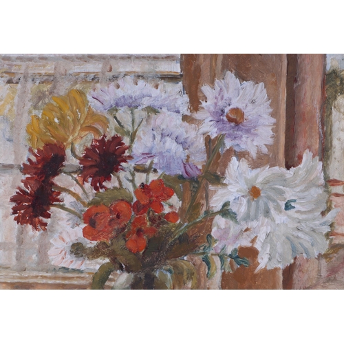 289 - E M Bagley - Still Life of Flowers in a Vase - signed lower right, oil on board, framed 39 by 50cms.