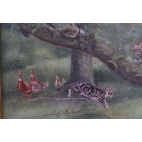 295 - Elizabeth Srivenger (modern British) - Study of Cats in a Tree - signed & dated '86 lower right, oil... 