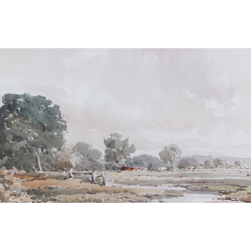 301 - St John Bunton (early 20th century British) - River Avon, Hampshire - watercolour, framed & glazed, ... 