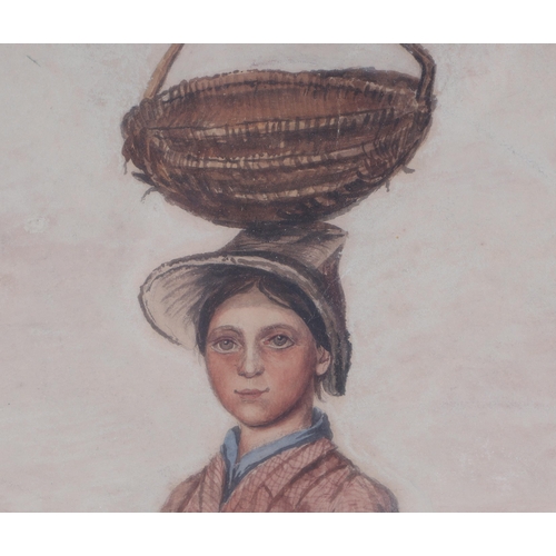 306 - Victorian school - Portrait of a Cockle Picker - watercolour, framed & glazed, 25 by 46cms.