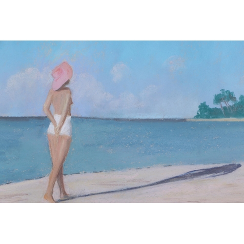 312 - Mary Bailey (?) (20th century school) - Girl on a Beach - signed lower right, pastel, framed & glaze... 