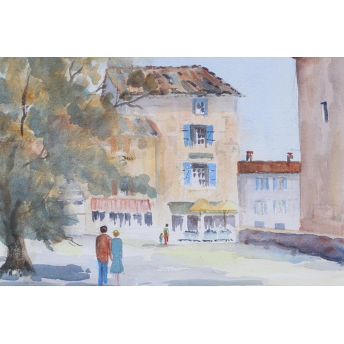 313 - 20th century continental school - Market Square - indistinctly signed lower left, watercolour, frame... 