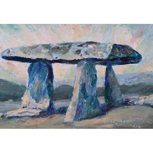 318 - W De Vany (mid 20th century Scandinavian) - Standing Stones - signed lower left, oil on board, frame... 