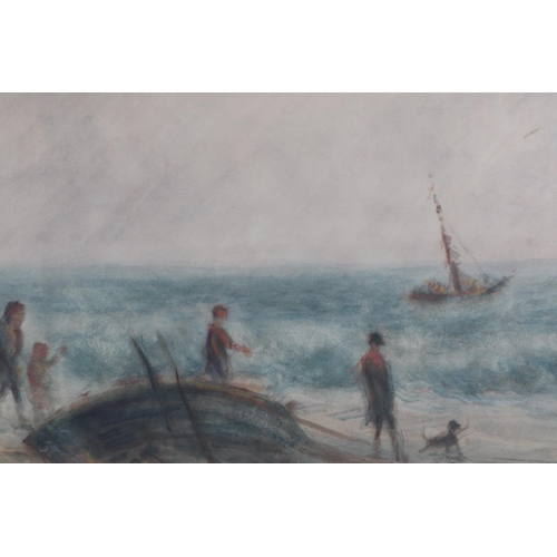 321 - William Freeman (1853-1935) - Figures on a Beach - watercolour, framed & glazed, 53 by 35cms.