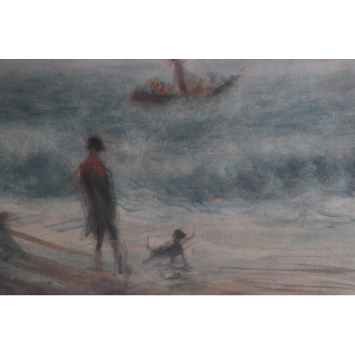 321 - William Freeman (1853-1935) - Figures on a Beach - watercolour, framed & glazed, 53 by 35cms.