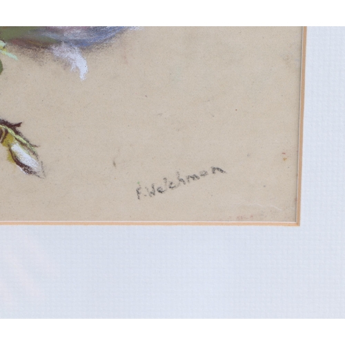 323 - F Welchman (20th century British) - Still Life of Magnolias in a Vase - signed lower right, pastel, ... 