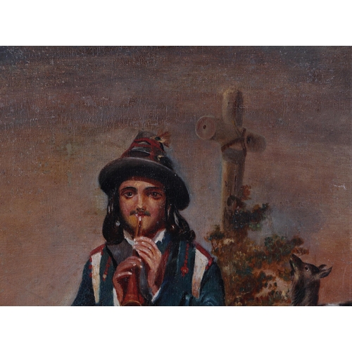 324 - Late 19th century continental school - Study of a Musician - oil on canvas, framed, 34 by 52cms.