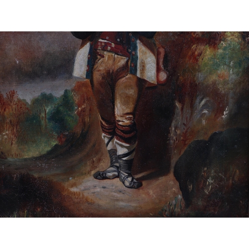 324 - Late 19th century continental school - Study of a Musician - oil on canvas, framed, 34 by 52cms.