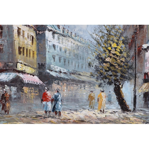 325 - C Burnley - Continental Street Scene - signed lower right, oil on canvas, framed, 59 by 50cms.