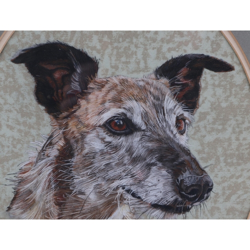 331 - V Sales (modern British) - oval portrait of a Whippet type dog; together with another similar of a s... 