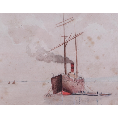 333 - G C Cooper - A Steam Ship in an Estuary - watercolour, signed lower right, 21 by 27cms, framed & gla... 