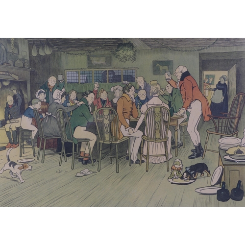 342 - After Cecil Alden - The Christmas Dinner at the Inn - coloured print, 66 by 52cms, framed & glazed.