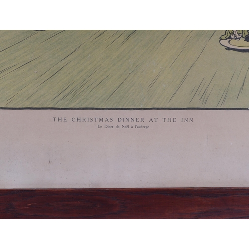 342 - After Cecil Alden - The Christmas Dinner at the Inn - coloured print, 66 by 52cms, framed & glazed.