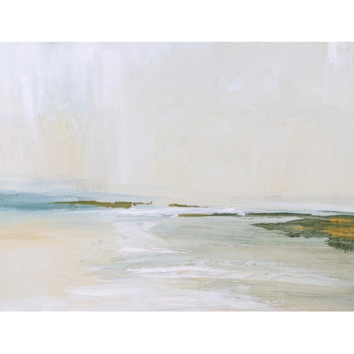 361 - Modern British - Seascape - overpainted textured coloured print, unframed, 76 by 101cms.