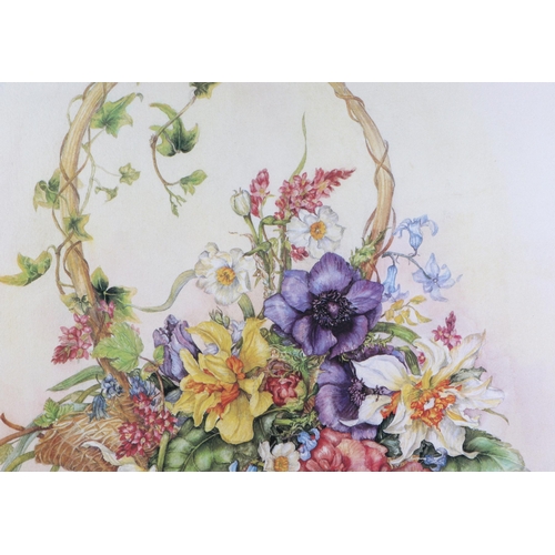 364 - After Carole Andrews - Still Life of Flowers - coloured print, framed & glazed, 36 by 44cms.