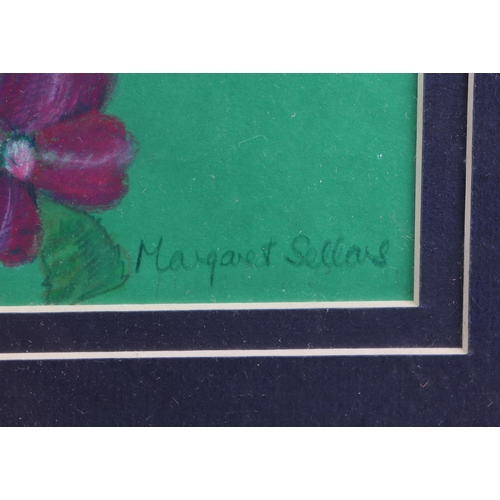 366 - Margaret Sellars (modern British) - Still Life of Flowers - signed lower right, pastel, framed & gla... 