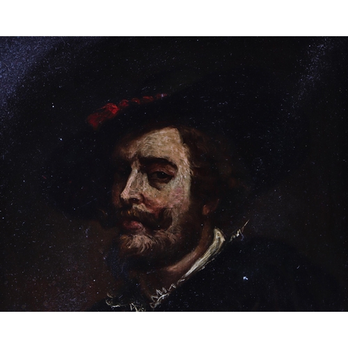 375 - 18th / 19th century school - Portrait of a Bearded Gentleman Wearing a Hat - oil on panel, framed, 1... 