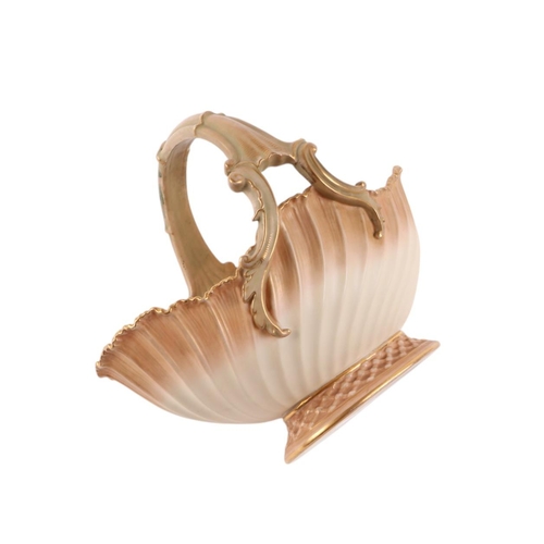 453 - A Royal Worcester Blush Ivory handled basket, shape no. 1483, 23cms high.