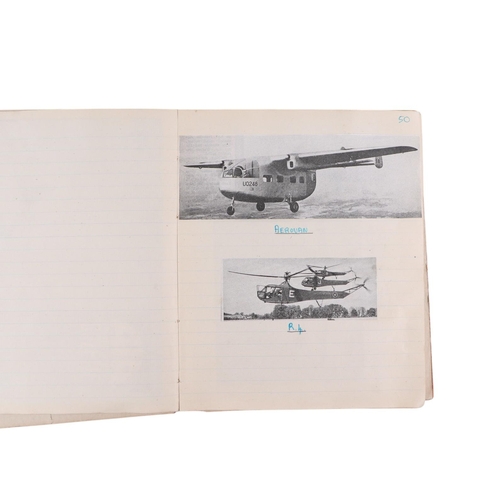 46 - A mid 20th century photograph album containing black & white photos of planes, helicopters and ships... 