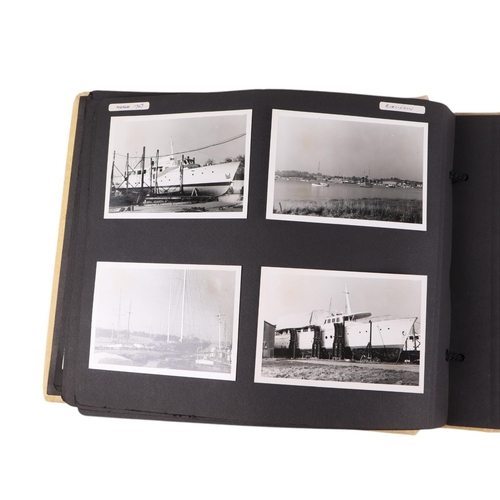 46 - A mid 20th century photograph album containing black & white photos of planes, helicopters and ships... 