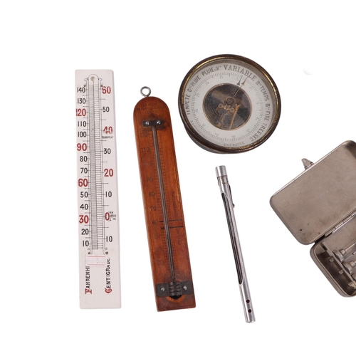 477 - A Luffe weather - pillar desk top barometer thermometer hygrometer; together with a cased refractome... 