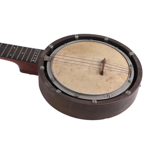 479 - A W Temlett of London four-string banjo, 87cms long.