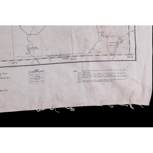 49 - A group of WWII and pre-WWII maps printed on textile, compiled and Zincographed at the survey Office... 