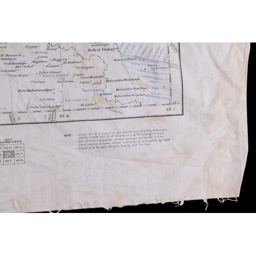 49 - A group of WWII and pre-WWII maps printed on textile, compiled and Zincographed at the survey Office... 