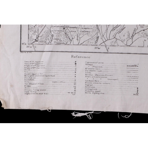 49 - A group of WWII and pre-WWII maps printed on textile, compiled and Zincographed at the survey Office... 