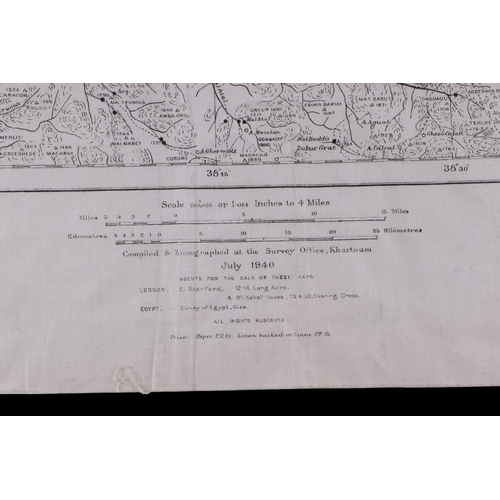 49 - A group of WWII and pre-WWII maps printed on textile, compiled and Zincographed at the survey Office... 