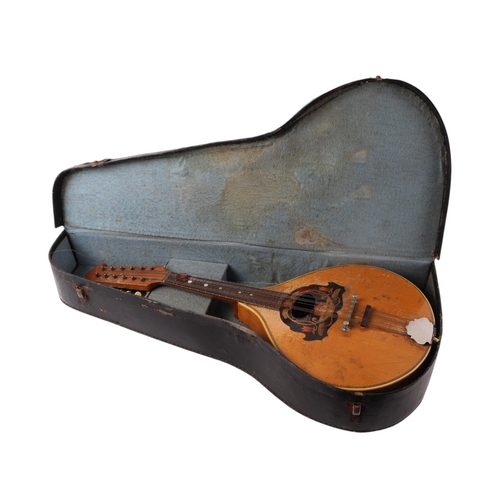 491 - A Dreima continental 12-string mandolin with inlaid decoration, cased, 67cms long.