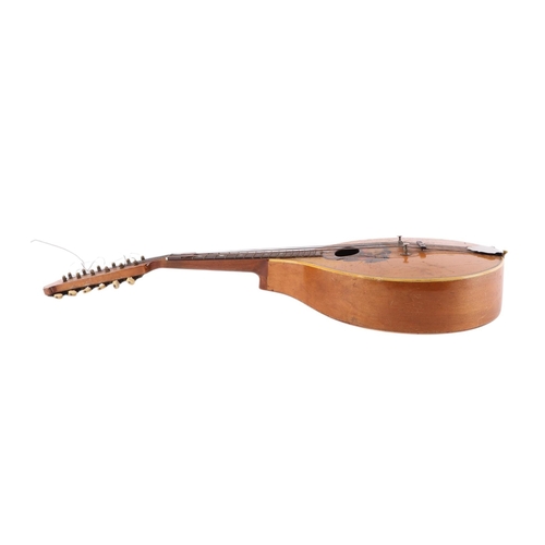 491 - A Dreima continental 12-string mandolin with inlaid decoration, cased, 67cms long.