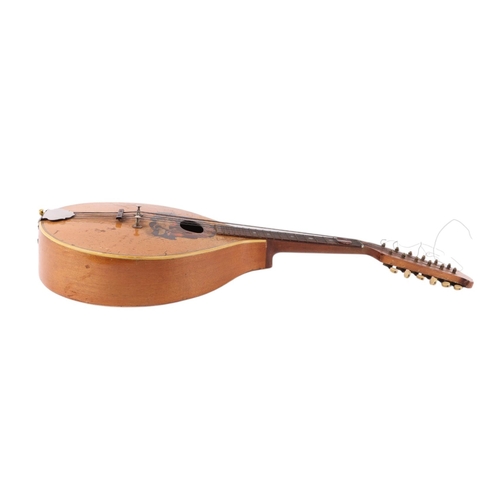 491 - A Dreima continental 12-string mandolin with inlaid decoration, cased, 67cms long.