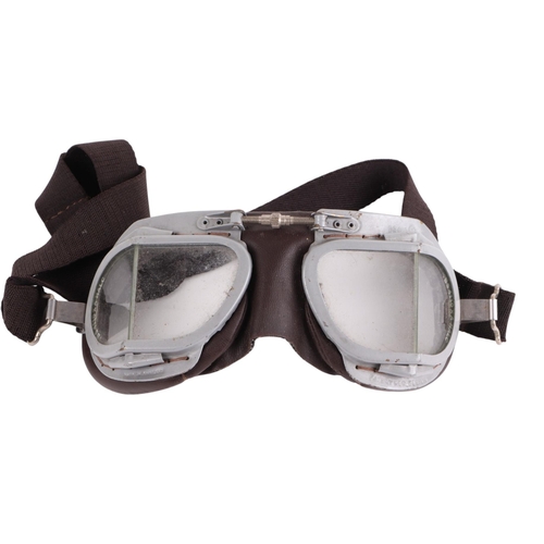 50 - A cased set of Mk14 22C/2432 sunglasses; together with a pair of leather trimmed goggles and a Luftw... 