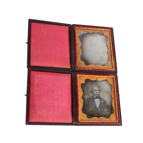 607 - Four 19th century leather cased daguerreotypes; together with a leather cased ambrotype; and two fra... 