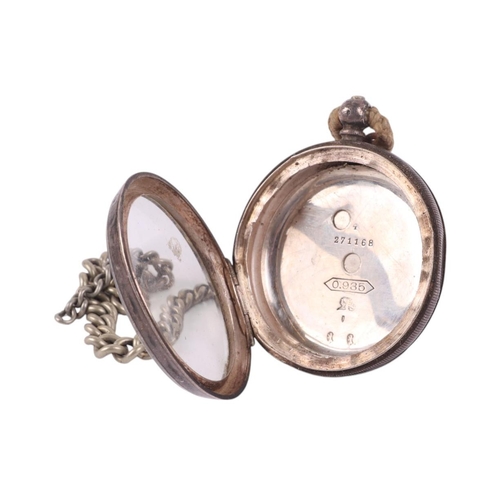 629 - A silver cased open faced pocket watch, the white enamel dial signed 'Hamilton & Inches' with Roman ... 