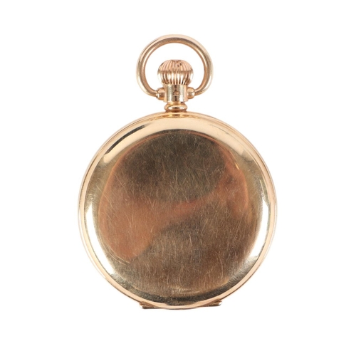 648 - A 9ct gold open faced pocket watch, the white enamel dial signed 'Kemp Bros', with Arabic numerals a... 